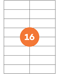 A4 Sheet Labels 16 Labels Per Sheet 105x37mm White Permanent