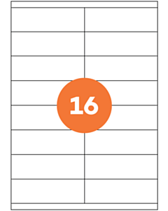 A4 Sheet Labels 16 Labels Per Sheet 105x35mm White Permanent