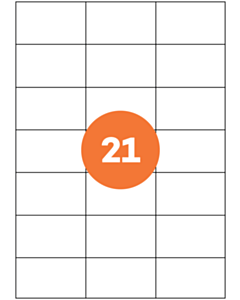 A4 Sheet Labels 21 Labels Per Sheet 70x42mm White Permanent