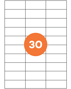 A4 Sheet Labels 30 Labels Per Sheet 70x30mm White Permanent