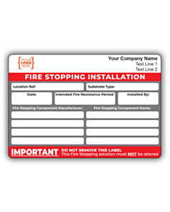 Custom Fire Stopping Installation Labels