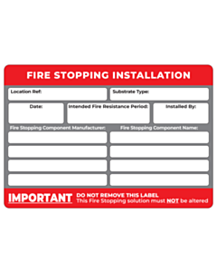 Fire Stopping Installation Labels 95x65mm