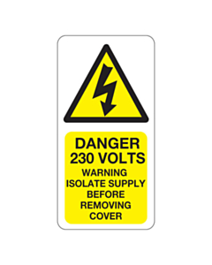 Danger 230 Volts Isolate Supply Labels 25x50mm