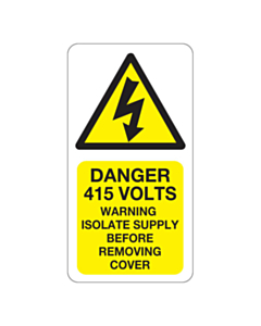 Danger 415 Volts Isolate Supply Labels 33x63mm