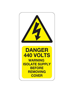 Danger 440 Volts Isolate Supply Labels 33x63mm