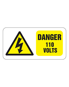 Danger 110 Volts Labels 50x25mm