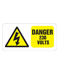 Danger 230 Volts Labels 100x50mm