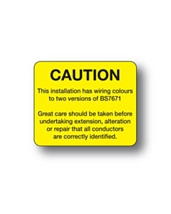 BS7671 Wiring Colours Harmonisation Labels 40x33mm
