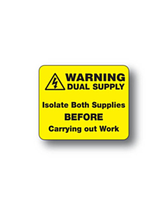 Warning Dual Supply Labels 40x33mm