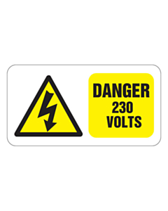 Danger 230 Volts Labels 63x33mm