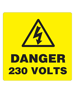 Danger 230 Volts Labels 100x100mm