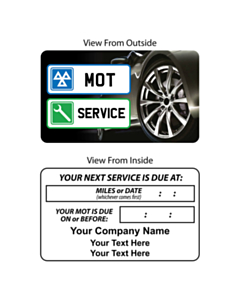 Personalised MOT / Service Reminder Window Stickers 60x35mm