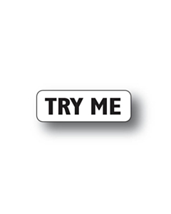 Try Me Stickers Black on White 30x10mm