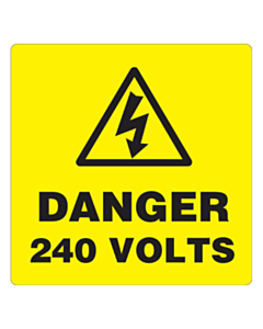 Danger 240 Volts Stickers 100x100mm