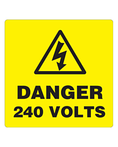 Danger 240 Volts Stickers 50x50mm