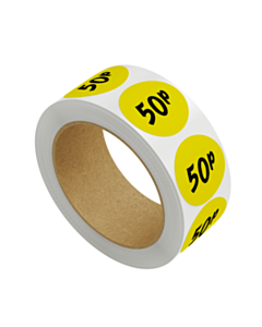 50p Price Labels 25mm Permanent