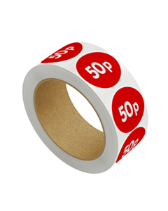 50p Price Labels 40mm Permanent