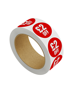 £2 Off Price Labels 30mm Permanent