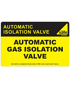 Automatic Gas Isolation Valve Labels 100x65mm