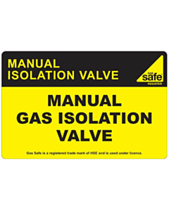 Manual Gas Isolation Valve Labels 100x65mm
