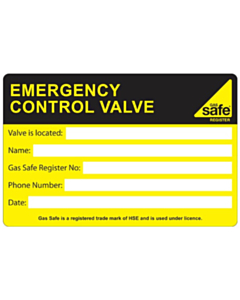 Emergency Control Valve Labels 100x65mm