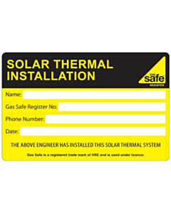 Solar Thermal Installation Labels 100x65mm