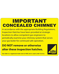 Important Concealed Chimney Labels 100x65mm