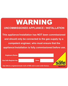 Warning Uncommissioned Appliance Labels 100x75mm