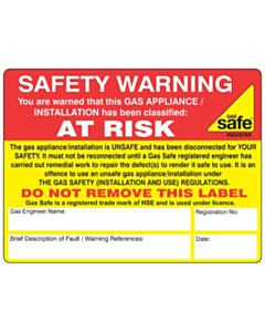 Safety Warning At Risk Labels 100x75mm