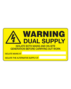 Warning Dual Supply Labels 100x50mm