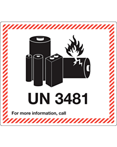 UN 3481 Lithium Ion Battery Labels 120x110mm