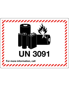 UN 3091 Lithium Metal Battery Labels 105x74mm