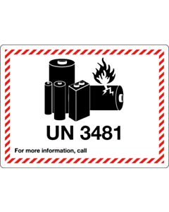 UN 3481 Lithium Ion Battery Labels 105x74mm