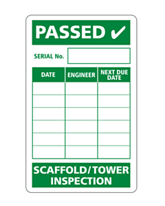 Scaffold Safety Inspection Label 50x80mm