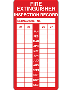 Fire Extinguisher Inspection Labels 50x100mm