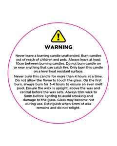 Candle Warning Labels 50mm