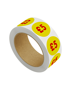 £5 Price Labels 30mm Permanent