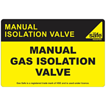 Manual Gas Isolation Valve Labels 100x65mm