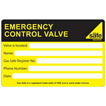 Emergency Control Valve Labels 100x65mm