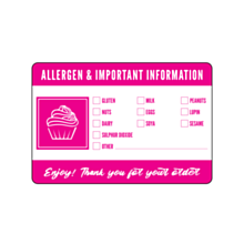 Bakers Allergen Stickers Pink 76x51mm