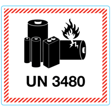 UN 3480 Lithium Battery Labels 120x110mm